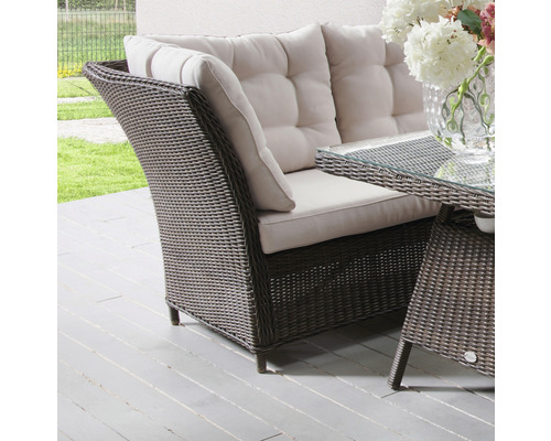 Gartensitzgruppe mit Rattansofa, Tisch und Kissen für den Aussenbereich
