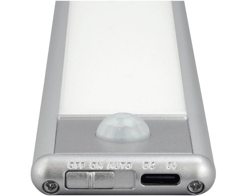 LED-Leuchte mit Bewegungssensor, Ein- und Ausschalter und USB-Anschluss