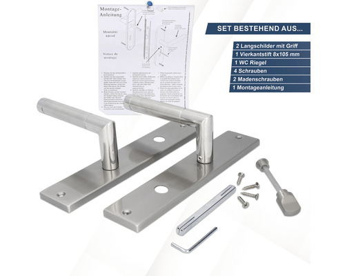 Edelstahl Türdrücker Garnitur Set mit Montageanleitung