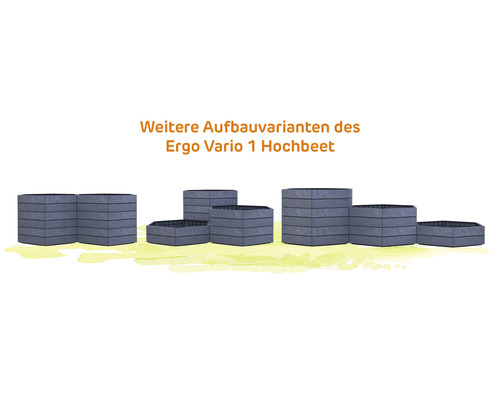 Weitere Aufbauvarianten des Ergo Vario 1 Hochbeets.