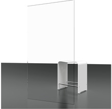 Acrylglas Schutzwand mit weißem Hocker