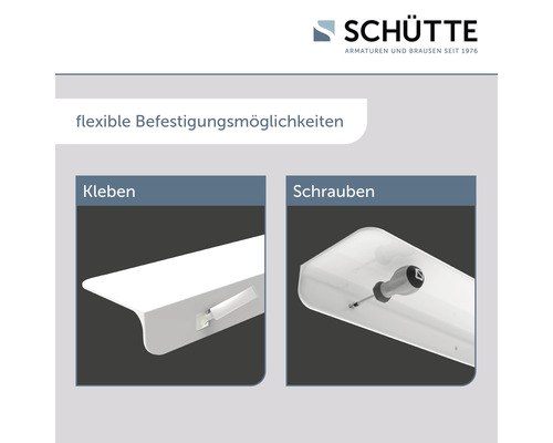 Flexible Montagemöglichkeiten: Kleben und Schrauben.