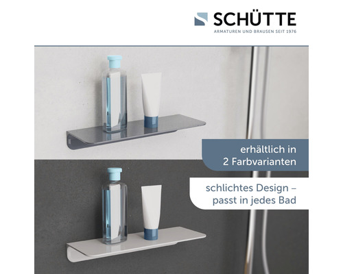 Zwei Varianten eines Badregals mit Badutensilien von Schütte.