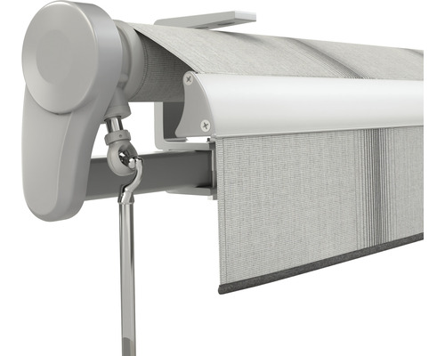 Detailansicht einer Markise mit Kurbelbedienung