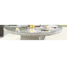 Gartentisch Destiny LUNA Ø120x75cm, mit aufgelegter Glasplatte, vintage weiß