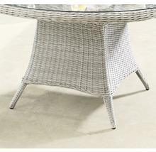 Gartentisch Destiny LUNA Ø120x75cm, mit aufgelegter Glasplatte, vintage weiß