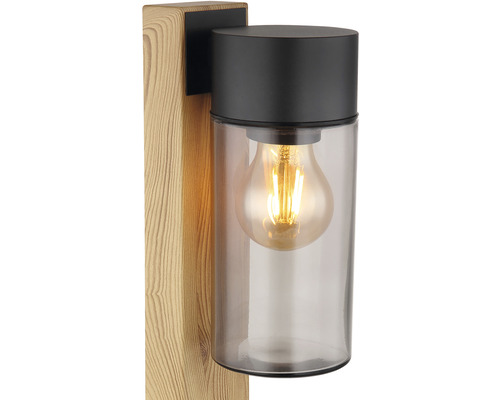 Wandleuchte aus Holz und Glas mit Leuchtmittel