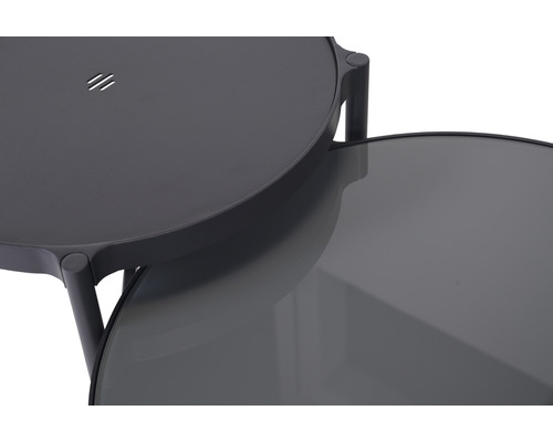 Detailansicht eines Beistelltisches mit zwei runden Ebenen