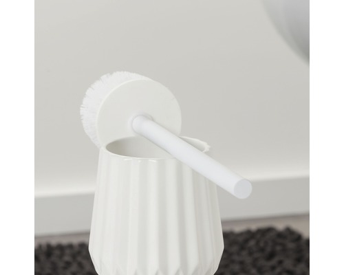 Weiße Toilettenbürste mit Behälter für die Badreinigung