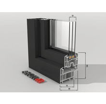 Kunststofffenster 2.Flg. ESG ARON Basic weiß/anthrazit 1200x1700 mm (1/3-2/3)-thumb-2