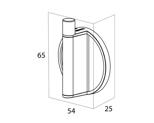 Technische Zeichnung eines Handtuchhalters mit Maßangaben