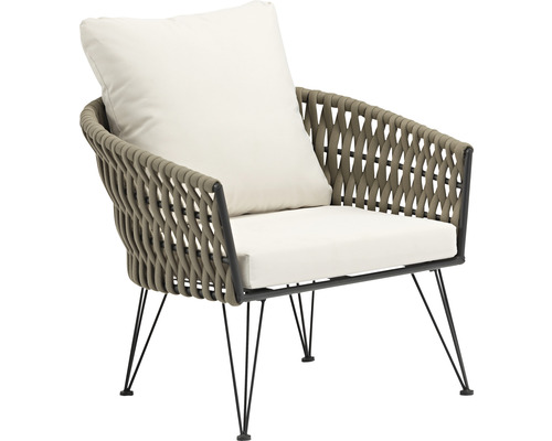 Gartensessel mit geflochtener Optik und Sitzkissen