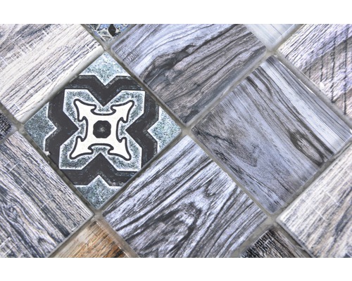 Mosaikfliese mit Holz- und Musteroptik