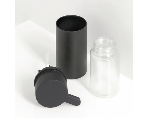 Seifenspender zur Schaumbildung mit Behälter, Pumpkopf und Abdeckung