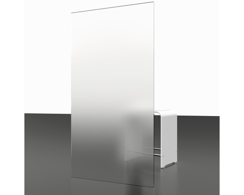 Sichtschutzwand aus Glas mit Halterung