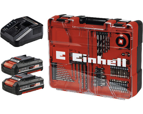 Einhell Akku-Bohrschrauber-Set mit zwei Akkus, Ladegerät und Zubehör in einem Werkzeugkoffer