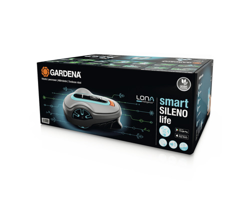 Verpackung eines Gardena Smart Sileno Life Mähroboters