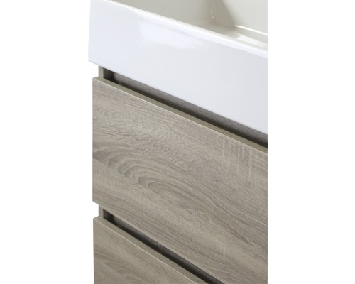 Waschbeckenunterschrank mit zwei Schubladen und Holzstruktur