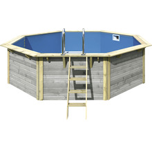 Holzpool mit Leiter und Stahlrahmen