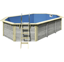 Aufstellpool mit Leiter und Holzverkleidung