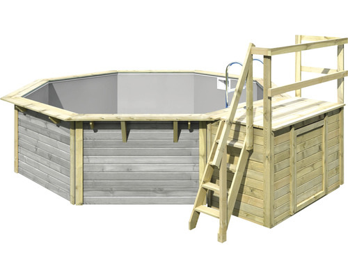 Holzpool mit Leiter und Plattform