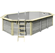 Holzpool mit Leiter und Metalleinstieg