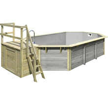 Holzpool mit Leiter und Plattform