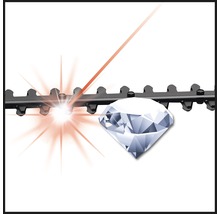 Kette einer Heckenschere mit Diamantschliff