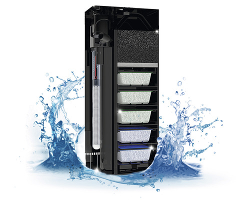 Aquarium Innenfilter mit Filtermedien und Heizstab