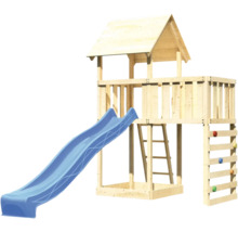 Holzspielhaus mit Rutsche, Leiter und Kletterwand