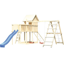 Spielturm aus Holz mit Rutsche, Schaukel und Kletterwand