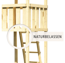 Detailansicht naturbelassene Holzkonstruktion mit Leiter