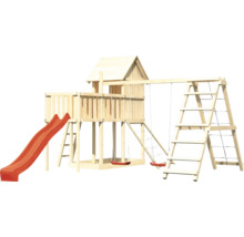 Holzspielturm mit Rutsche, Schaukel und Klettergerüst für den Garten