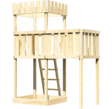Spielturm aus Holz mit Leiter und Sandkasten