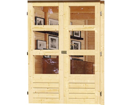 Doppeltür aus Holz mit Glaseinsätzen für Gartenhaus