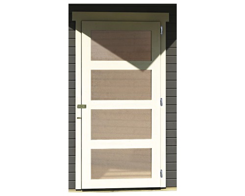 Holztür mit vier Paneelen für Gartenhaus oder Geräteschuppen