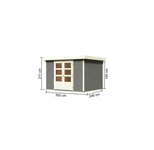 Gartenhaus aus Holz mit den Maßen 302 mal 246 mal 211 Zentimeter