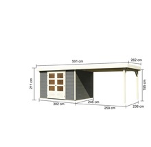 Abmessungen eines Gartenhauses mit Carport