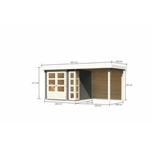 Gartenhaus Karibu Naomi inkl. Schleppdach Fenster 462 x 217 cm terragrau