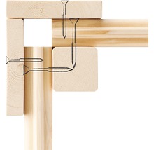 Illustration einer Eckverbindung aus Holz mit Schrauben