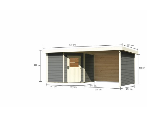 Abmessungen eines Gartenhauses mit Tür