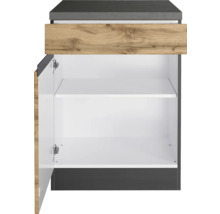 Waschtischunterschrank mit offener Tür und Regalböden