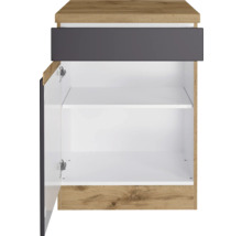 Waschtischunterschrank mit geöffneter Tür und zwei Regalböden