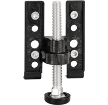 Verstellfuß mit schwarzer Kunststoffhalterung und Gewindespindel zur Höhenanpassung