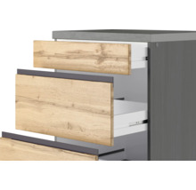 Unterschrank mit drei Schubladen und Holzdekorfront