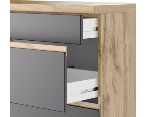 Kommode mit Schubladen in Holzoptik und Grau