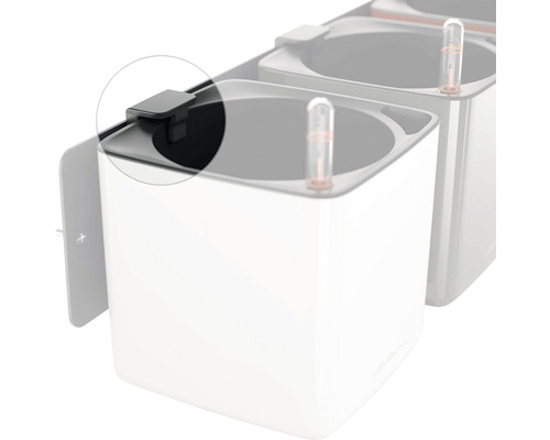 Detailaufnahme eines Blumenkastenhalters zur Wandbefestigung.