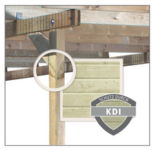 Detailansicht eines Holzpavillons mit Holzschutzimprägnierung KDI