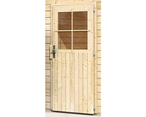 Holztür mit Glaseinsatz für Gartenhaus