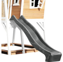 Graue Kinderrutsche am Spielturm